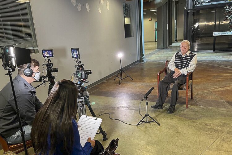 Jason Lin being interviewed at Lin’s Omni Center
